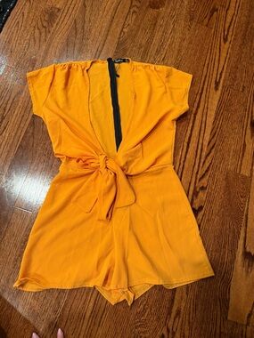 Boohoo orange Tie-Front One-Piece Romper
